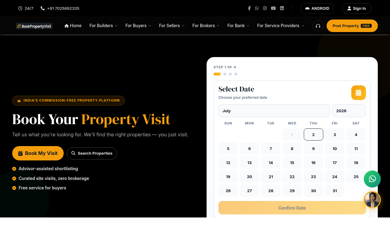 BookPropertyVisit — live product screenshot