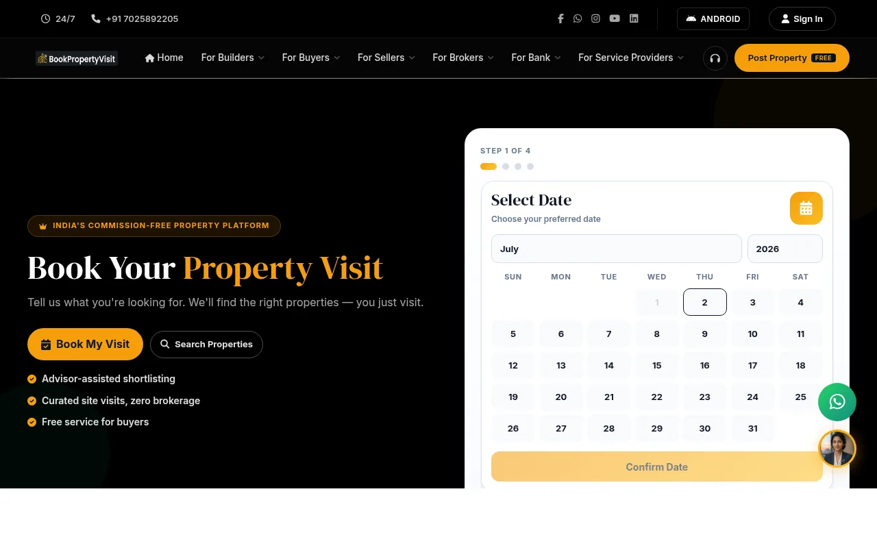 BookPropertyVisit — live product screenshot