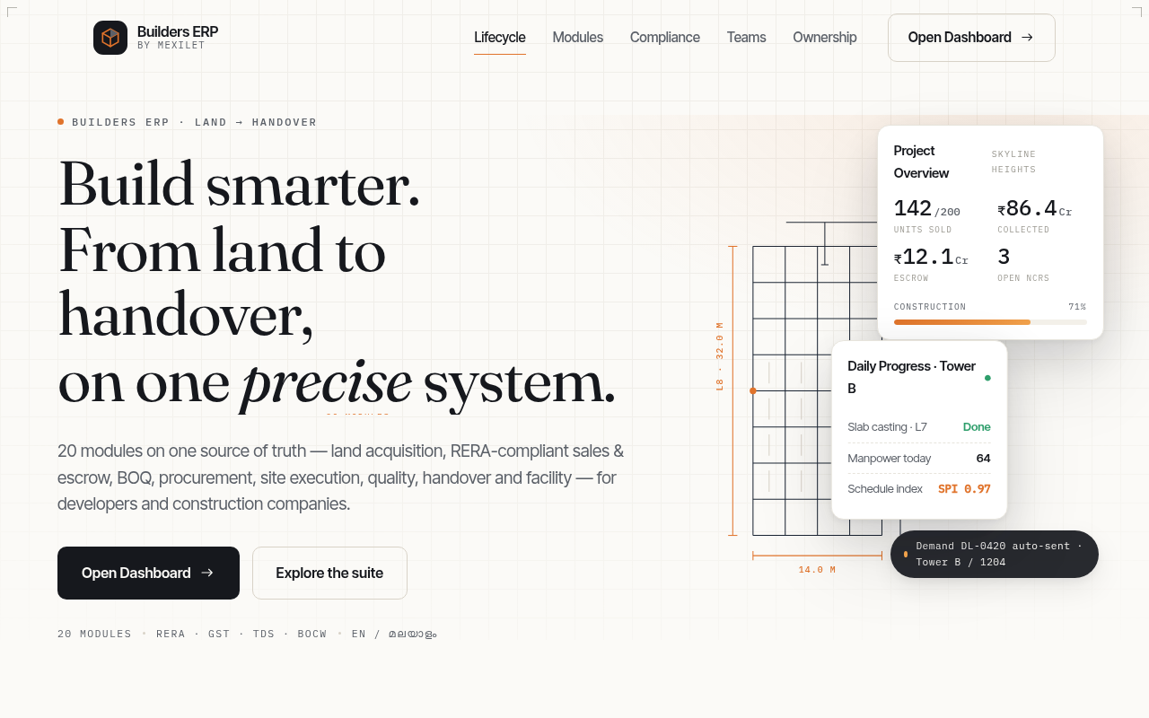 BuildersERP — live product screenshot