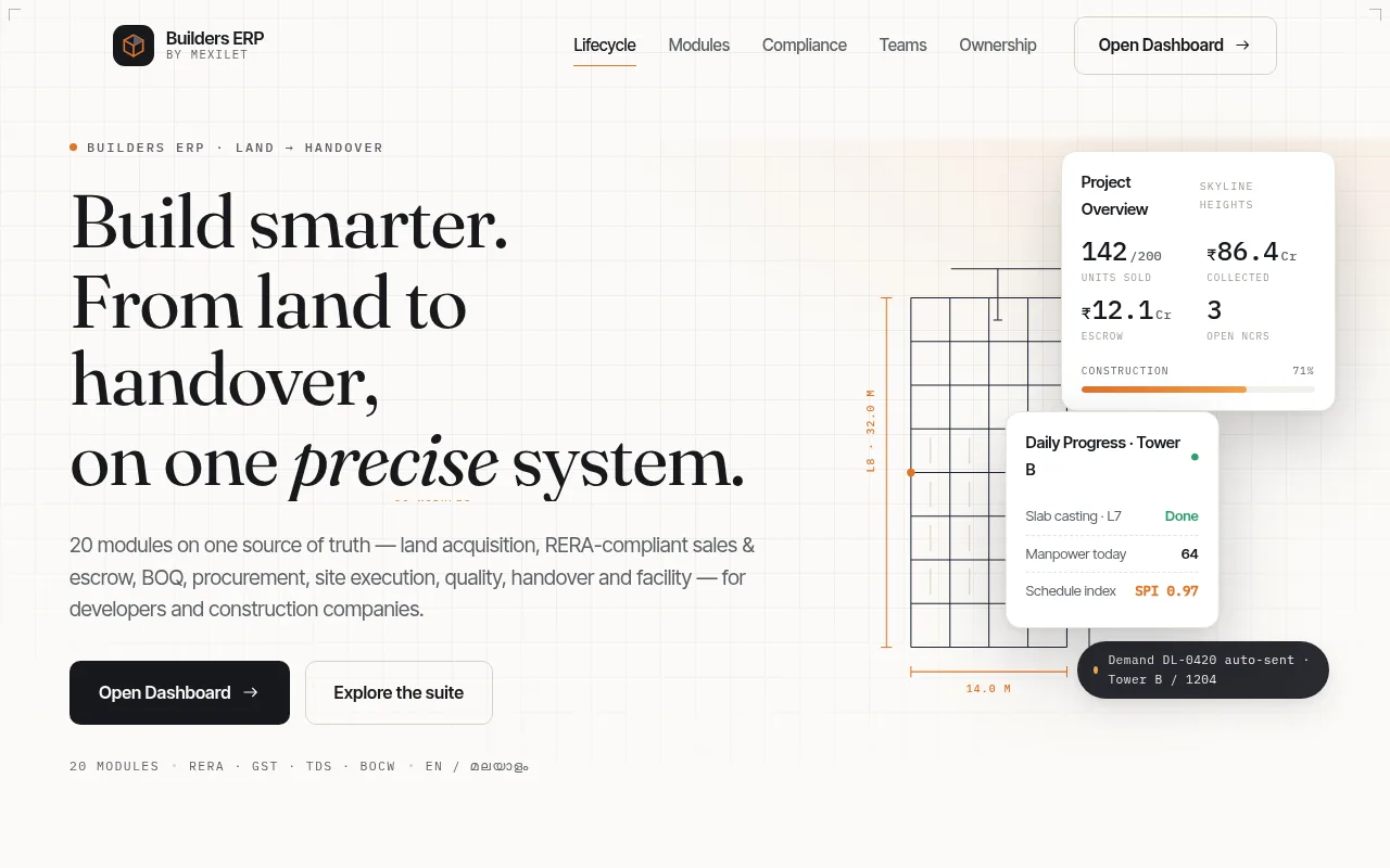 BuildersERP — live product screenshot