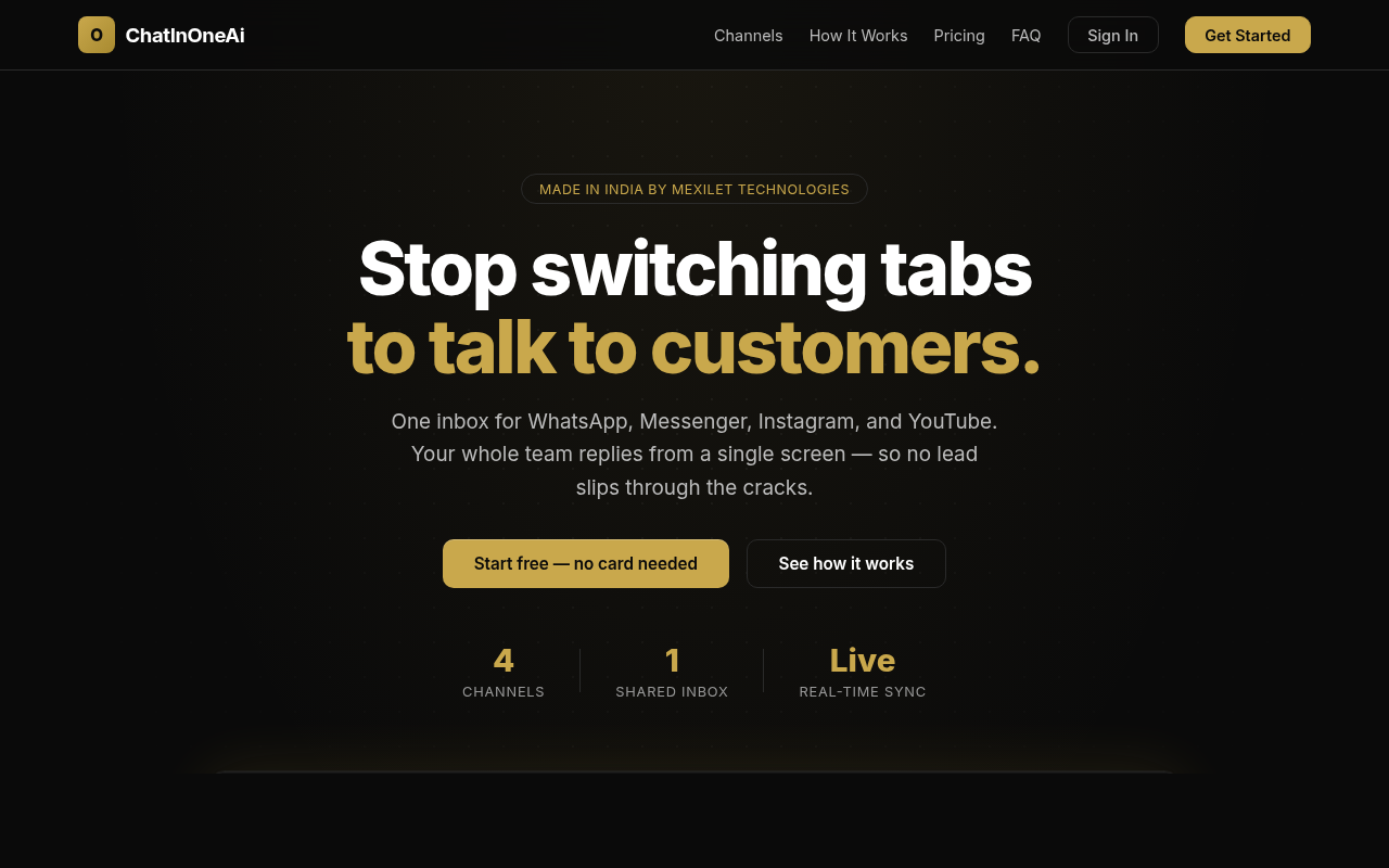 ChatInOneAi — live product screenshot