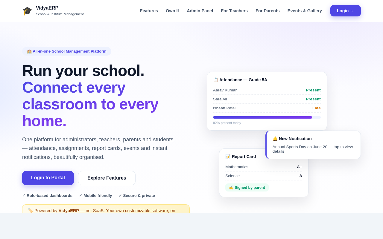 VidyaERP — live product screenshot